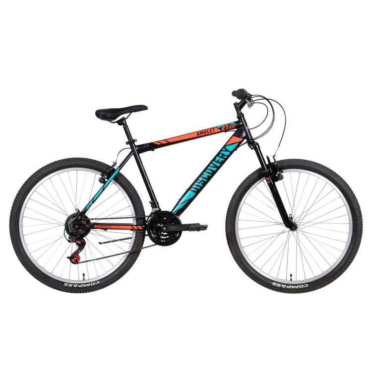 Велосипед ST 27,5" Discovery AMULET Vbr рама- " 2022 TGB (черно-красный с бирюзовым (м)) OPS-DIS-27,5-003