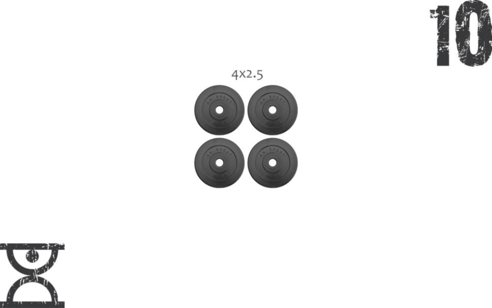 10 кг (4x2.5) дисків, покритих пластиком (31 мм) RNS_RNbitset10