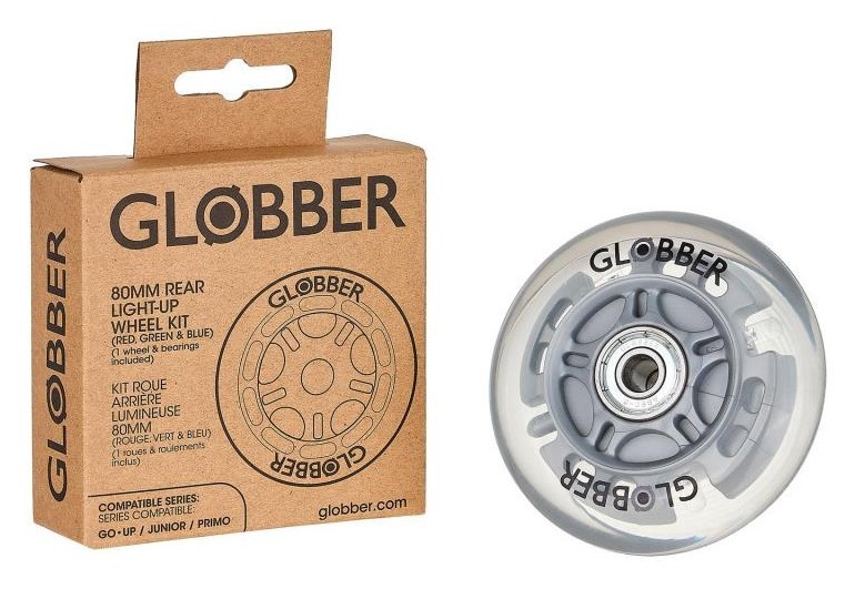 Запчастина до самокатів GLOBBER серій PRIMO/GOUP/JUNIOR Колесо задне 80мм, що світиться DWT_538-005