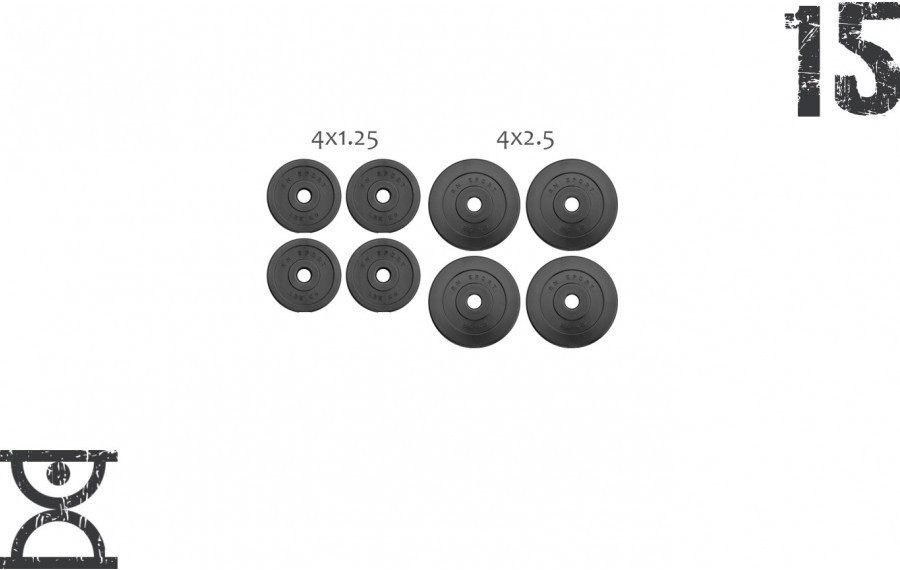 15 кг (4x1,25 и 4x2.5) дисков, покрытых пластиком (31 мм) RNS_RNbitset15