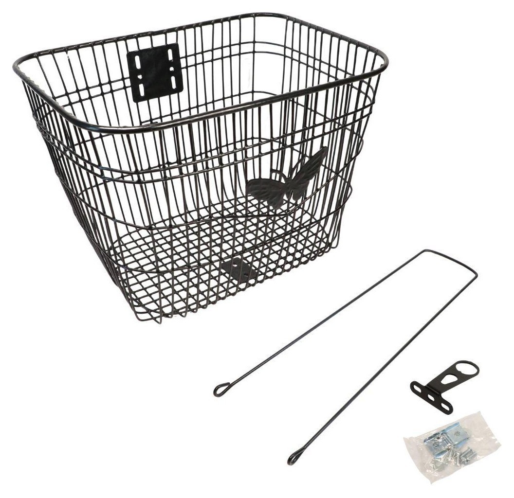 Корзина Сталь на рулевую колонку 24-28" 360*270*250 мм со стойкой 400L 25,4" CK-005B черная BSK-060