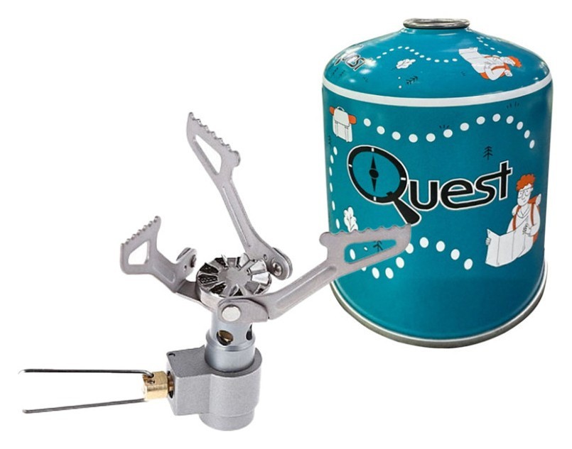 Набір Газовий пальник титановий BRS-3000T + Газовий балон різьбовий бутановий Quest, 450гр FNR_BRS-3000TQ-G450
