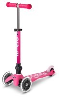 Самокат MICRO серії "Mini Deluxe Foldable LED" – РОЖЕВИЙ (складаний, до 50 кг (kg), триколісний, світло)