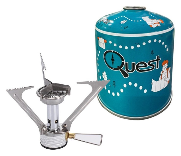 Набір Газовий пальник BRS-1 складний + Газовий балон різьбовий бутановий Quest, 450гр FNR_BRS-1Q-G450