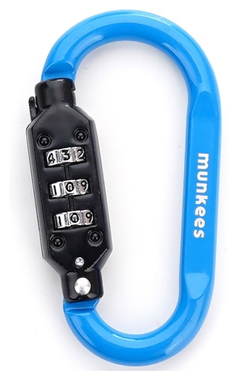 Munkees 35931 карабин Combi Lock Carabiner D-Shape blue 35931-BL