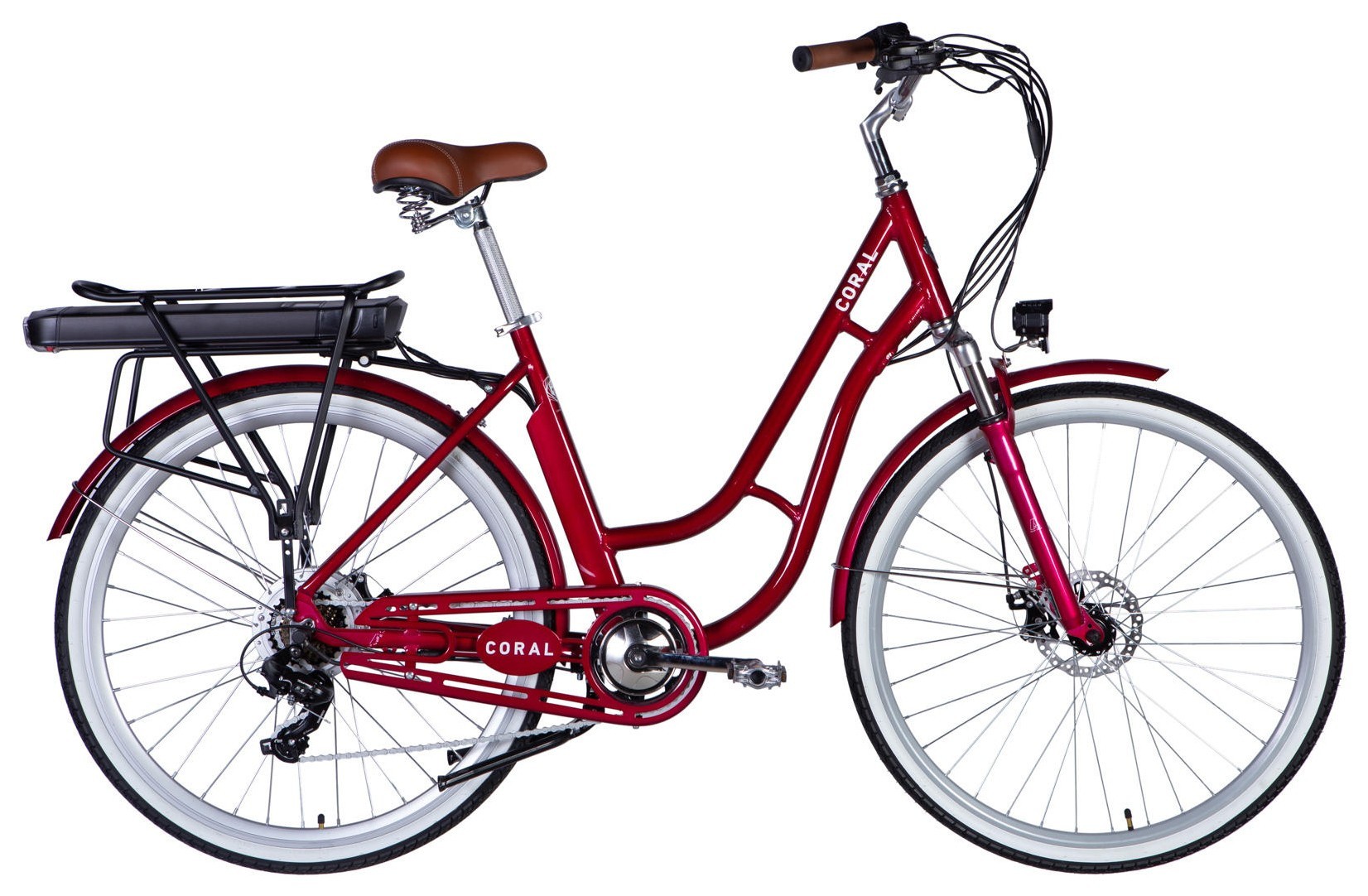 Велосипед з електроприводом 28" AL Dorozhnik eCORAL DD FR рама-19" 48B 13А*г 500Вт рубіновий 2026 ELB-D-28-117