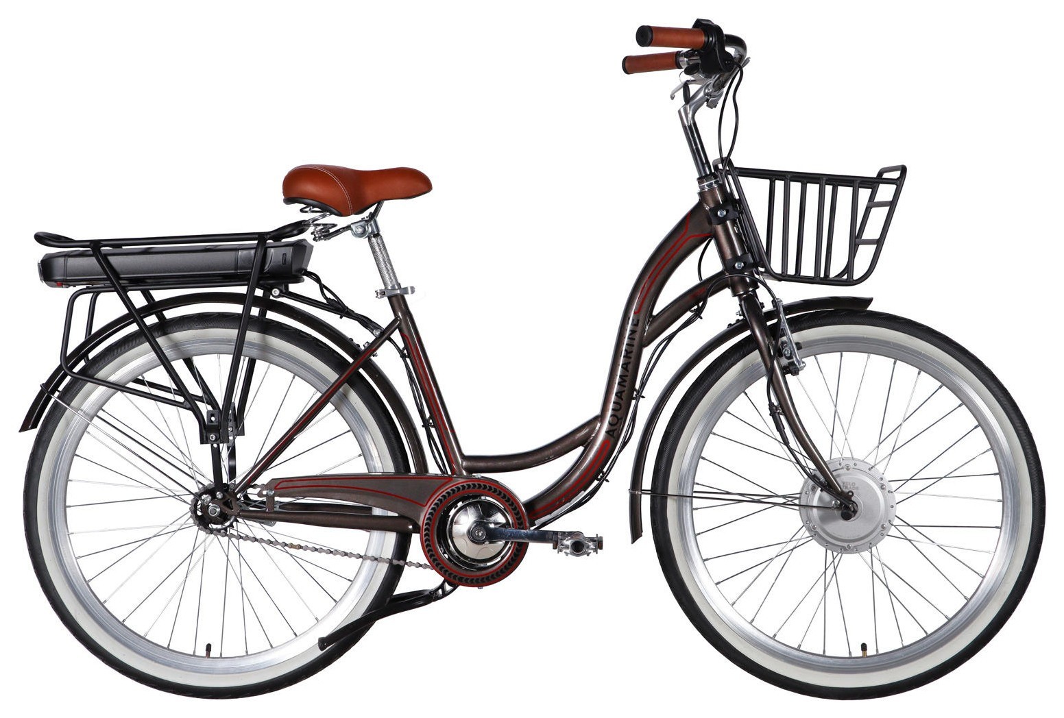 Велосипед уцінений з електроприводом 26" ST Dorozhnik eAQUAMARINE BH рама-17" 36B 13А*г 500Вт сірий YS 7810 з кошиком 2026 STK-D-26-474