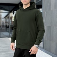 Чоловіче демісезонне худі з капюшоном хакі Pobedov 001