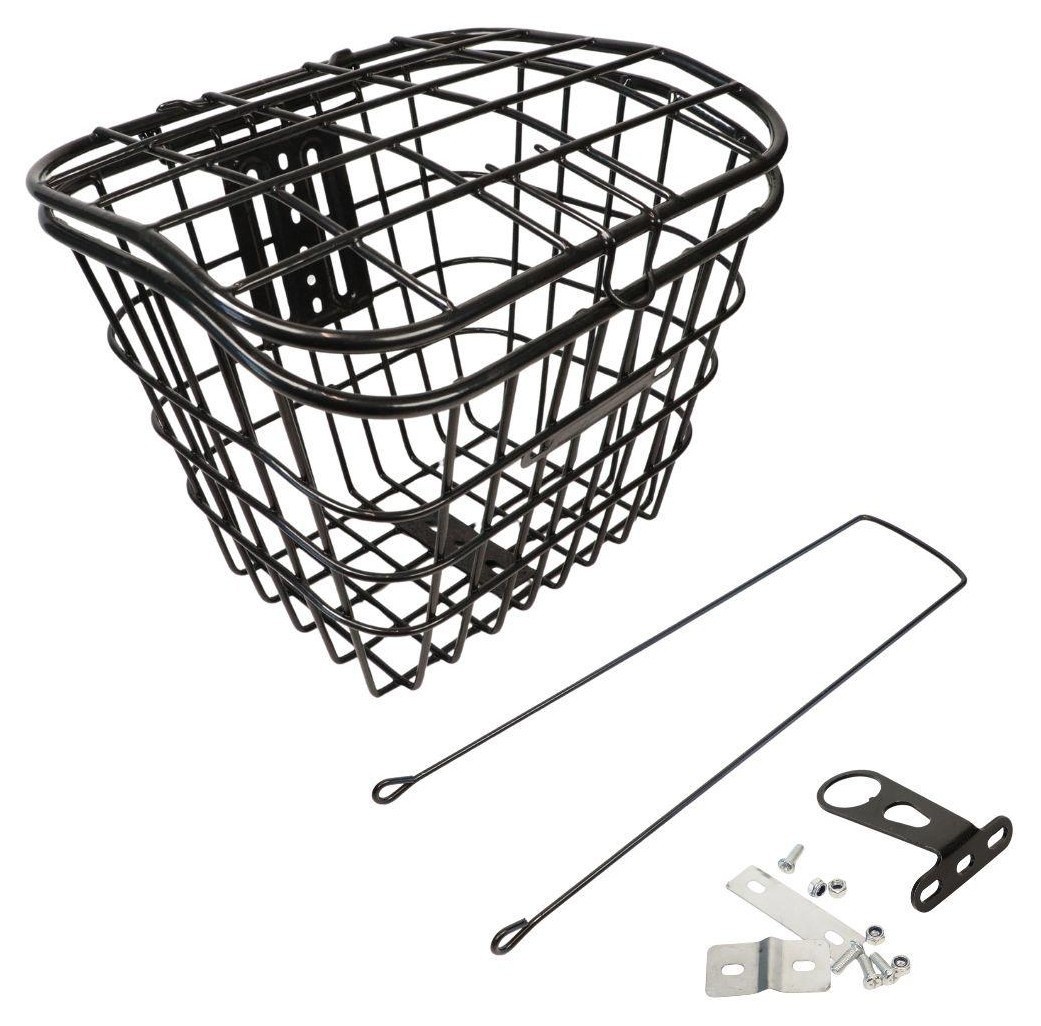 Корзина Сталь под болт и на рулевую колонку 24-28" 340*270*260 мм со стойкой 400L 25,4" CK-002B черный с крышкой BSK-063