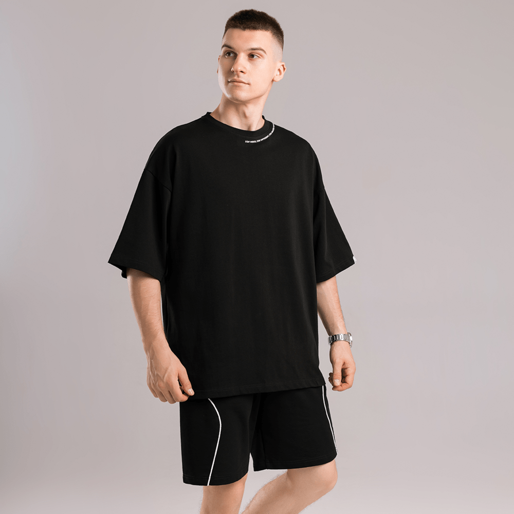 Базова чорна оверсайз футболка чоловіча весна літо однотон. Футболка оверсайз Pobedov Onyx POB_00000008977