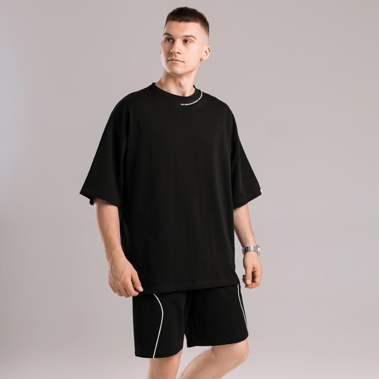 Базова чорна оверсайз футболка чоловіча весна літо однотон. Футболка оверсайз Pobedov Onyx POB_00000008901