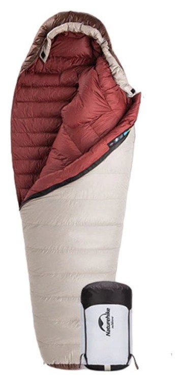 Спальник з натуральним пухом Naturehike Snowbird NH20YD001,p-р L, коричневий 560 г FNR_6927595761298