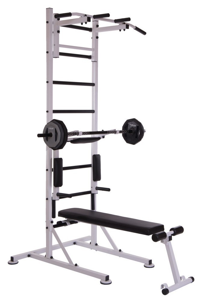 Шведская стенка передвижная с лавкой для пресса Универсал SP-Planeta L-6784 (СТУП) (металл, пластик, 105х232х110 см) уп. в 2 ящ RNS_L-6784