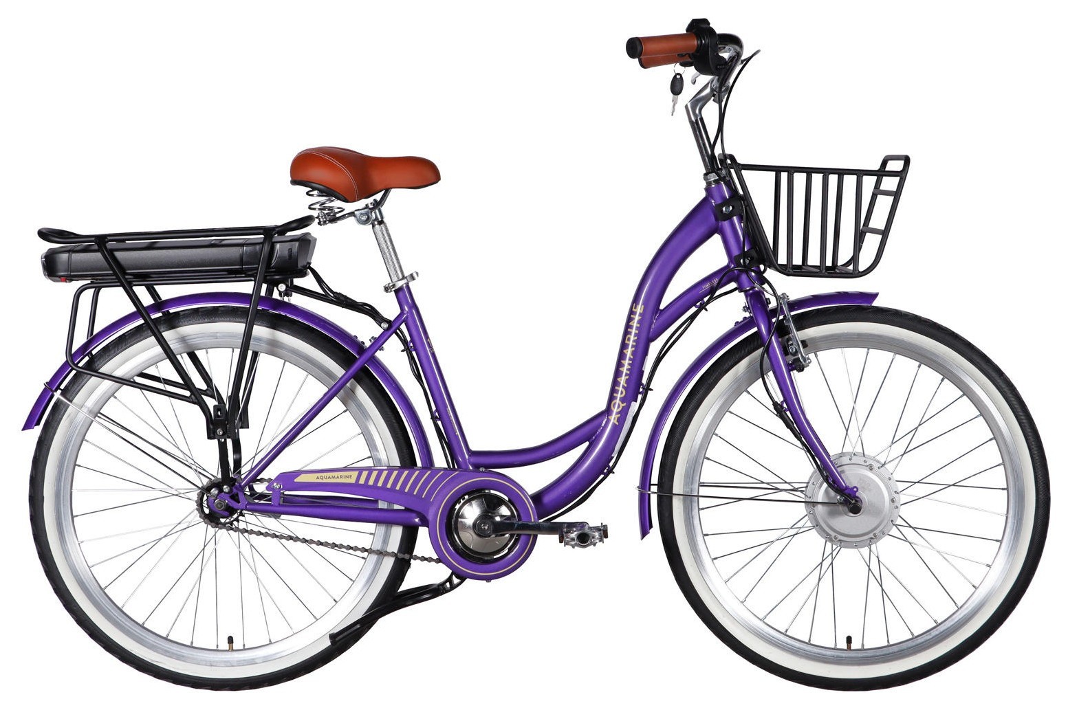 Велосипед уцінений з електроприводом 26" ST Dorozhnik eAQUAMARINE BH рама-17" 36B 13А*г 500Вт фіолетовий з кошиком 2026 STK-D-26-477