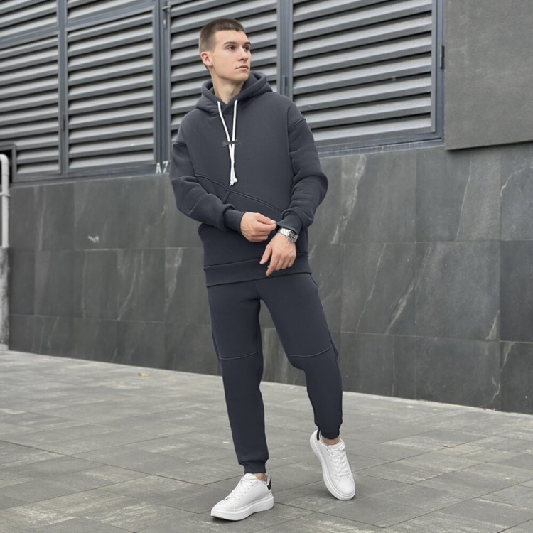 Темно-сірий спортивний чоловічий костюм осінь/зима Pobedov Space. Сірий спортивний костюм. POB_00000006863