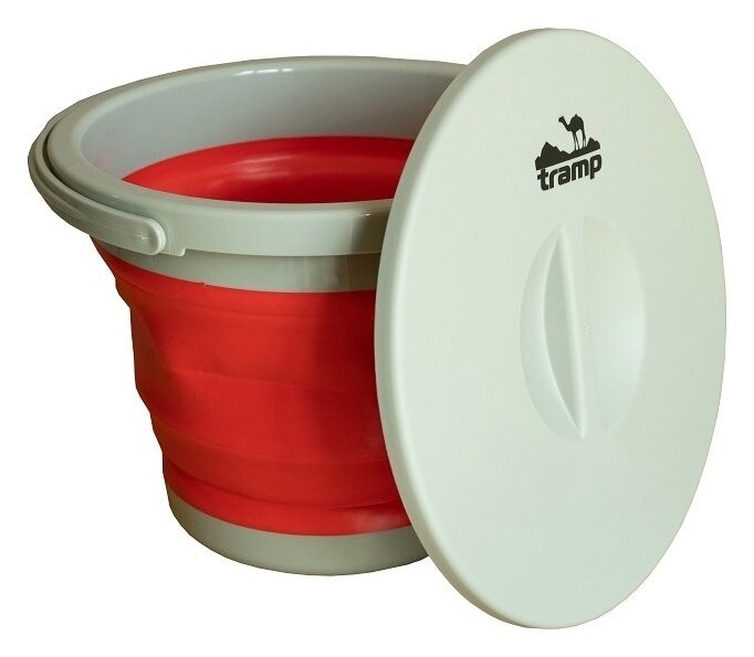 Ведро TRAMP складное силиконовое с крышкой 5л, Красный TRC-127-red