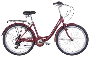 Велосипед AL 26" Dorozhnik RUBY Vbr рама-17" темно-червоний (м) з багажником зад St, з крилом St 2022
