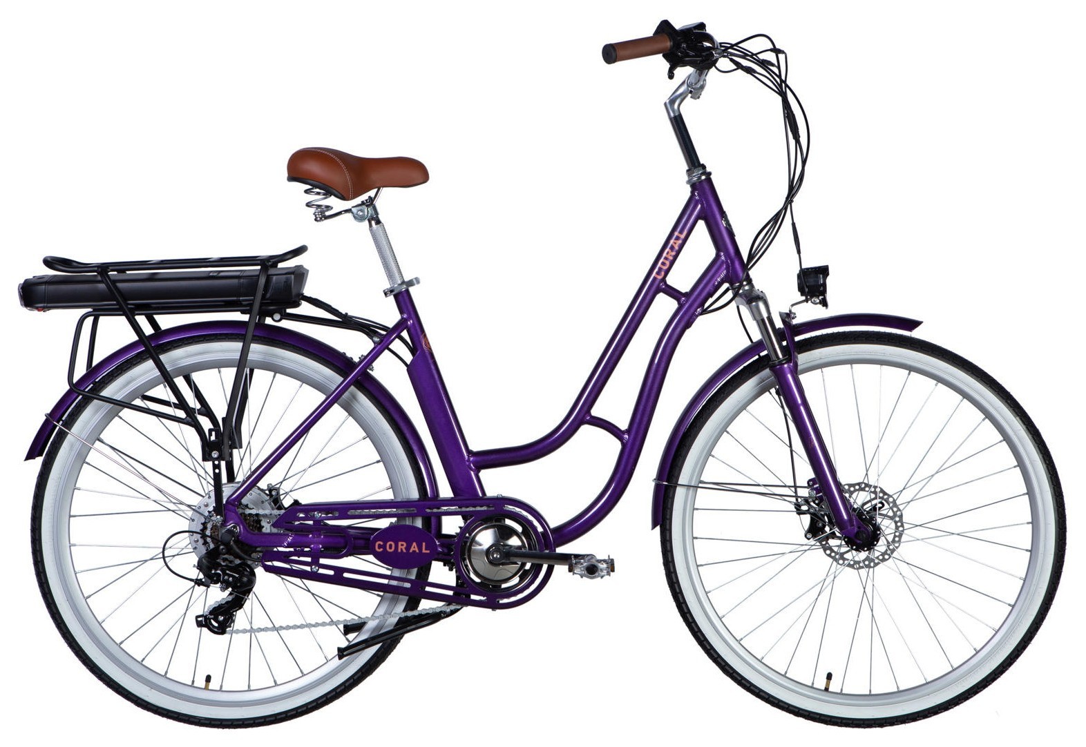 Велосипед з електроприводом 28" AL Dorozhnik eCORAL DD FR рама-19" 48B 17.5А*г 500Вт фіолетово-синій 2026 ELB-D-28-120
