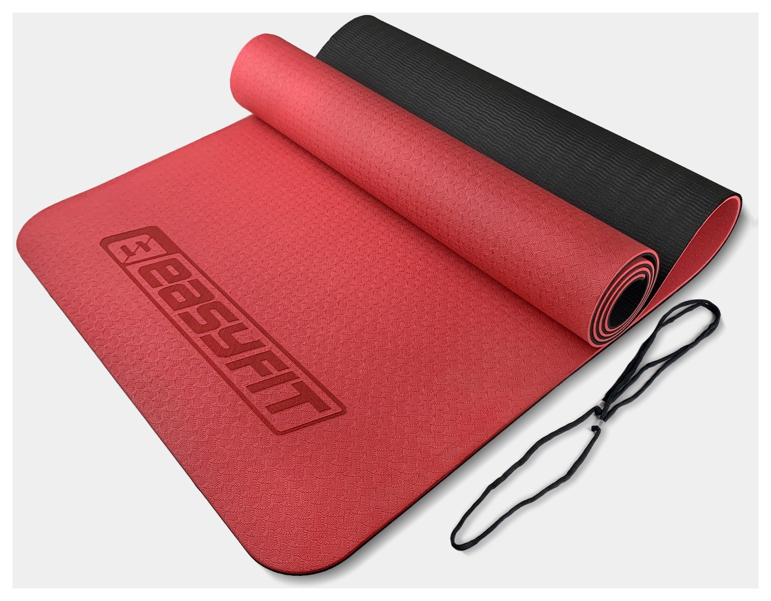 Килимок для йоги та фітнесу EasyFit TPE+TC 6мм двошаровий червоний-чорний EFIT_EF-1924-RB