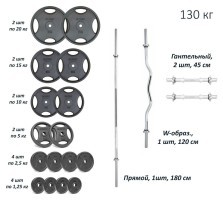 Набор штанги с гантелями. 4 грифа + 115 кг металлических дисков RN-Sport