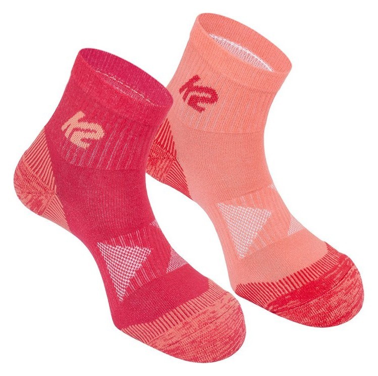Носки для туризма женские K2 MULTISPORT QUARTER 2 PACK 35-38 Peach/raspberry + raspberry/peach (14357) RCH_19221
