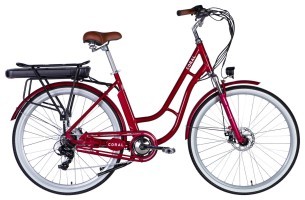 Велосипед з електроприводом 28" AL Dorozhnik eCORAL DD FR рама-19" 48B 17.5А*г 500Вт рубіновий 2026