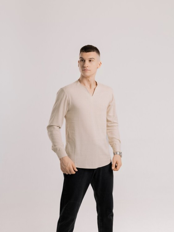 Чоловіча сорочка бежева з довгим рукавом Pobedov Horizon POB_00000008604