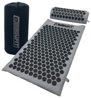 Массажный коврик Easyfit с подушкой (аппликатор Кузнецова) Серый с черным