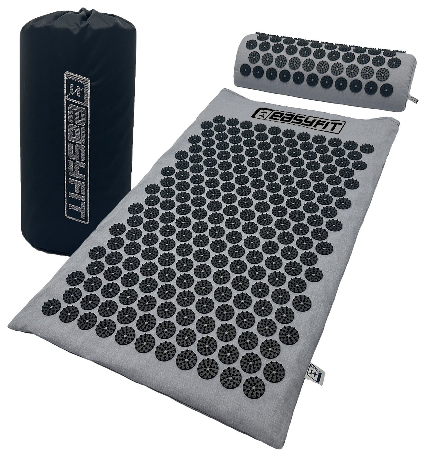 Массажный коврик Easyfit с подушкой (аппликатор Кузнецова) Серый с черным EFIT_EF-2709-GB