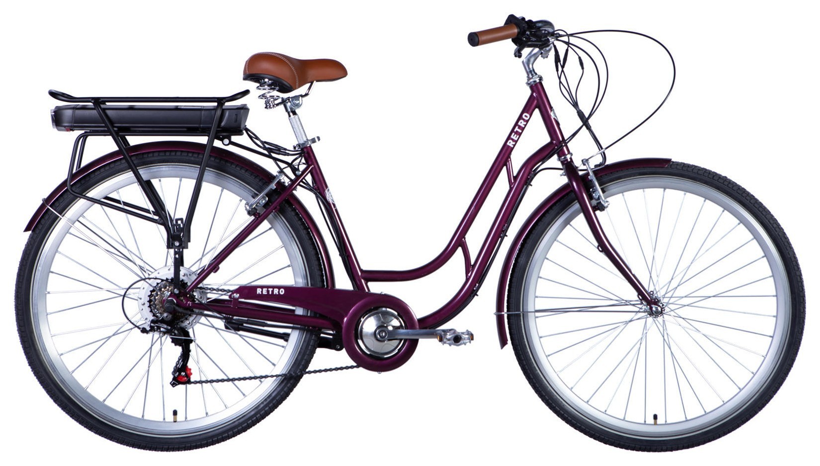 Велосипед уцінений з електроприводом 28" ST Dorozhnik eRETRO Vbr FR рама-19" 36B 13А*г 500Вт малиновий 2026 STK-D-28-647