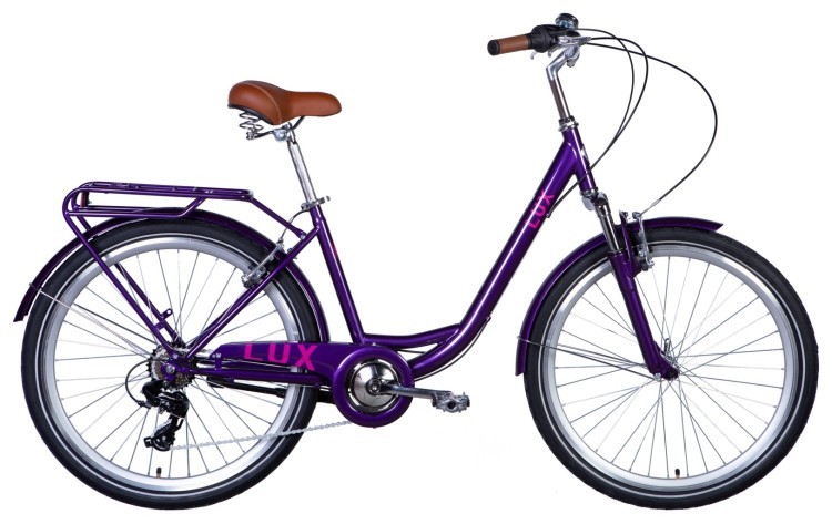 Велосипед уцененный ST 26" Dorozhnik LUX Vbr FR рама-17" сливовый 2024 крылья, крыло пер., крыло зад., подножка, звонок STK-D-26-273