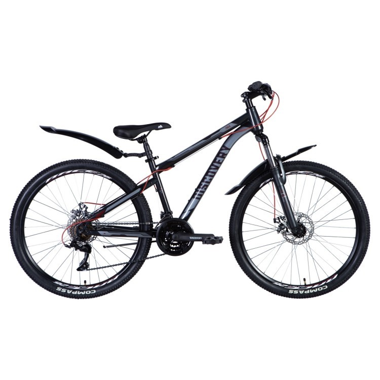 Велосипед ST 26" Discovery TREK AM DD рама- с крылом Pl 2024 (серый (м)) OPS-DIS-26-558