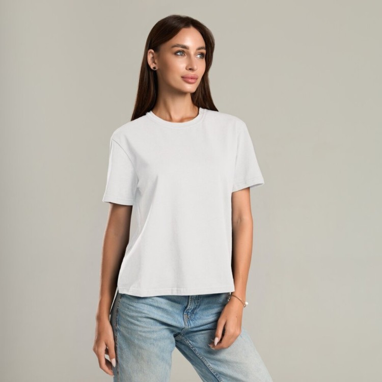 Біла базова жіноча футболка Pobedov Freedom. Бавовняна жіноча футболка біла POB_00000008827