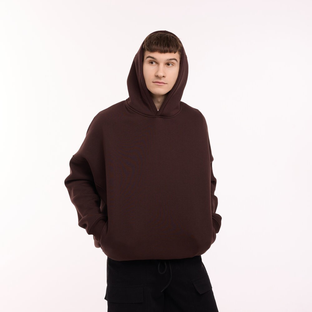 Шоколадне худі оверсайз чоловіче Pobedov Urbanist. Худі шоколадне чоловіче зима POB_00000009521