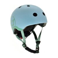 Шлем защитный детский Scoot and Ride, серо-синий, с фонариком