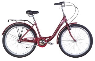 Велосипед уцінений AL 26" Dorozhnik RUBY планет. рама-17" темно-червоний (м) з багажником зад St, з крилом St 2022 SHIMANO NEXUS