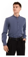 Антрацит темно-сіра сорочка для чоловіків з довгим рукавом з ґудзиками Pobedov Legend