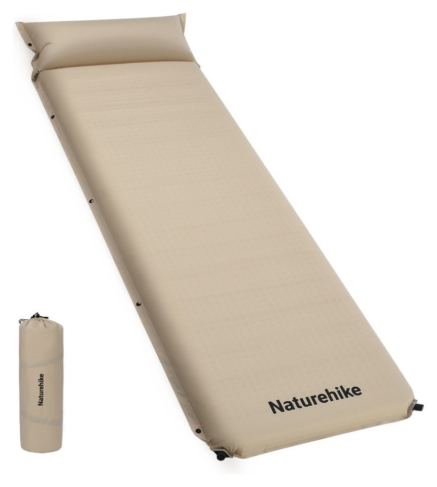 Матрац з подушкою ортопедичний одномісний  Naturehike CNK2450WS020, самонадувний, 200х63х10 см, бежевий FNR_6927595712719