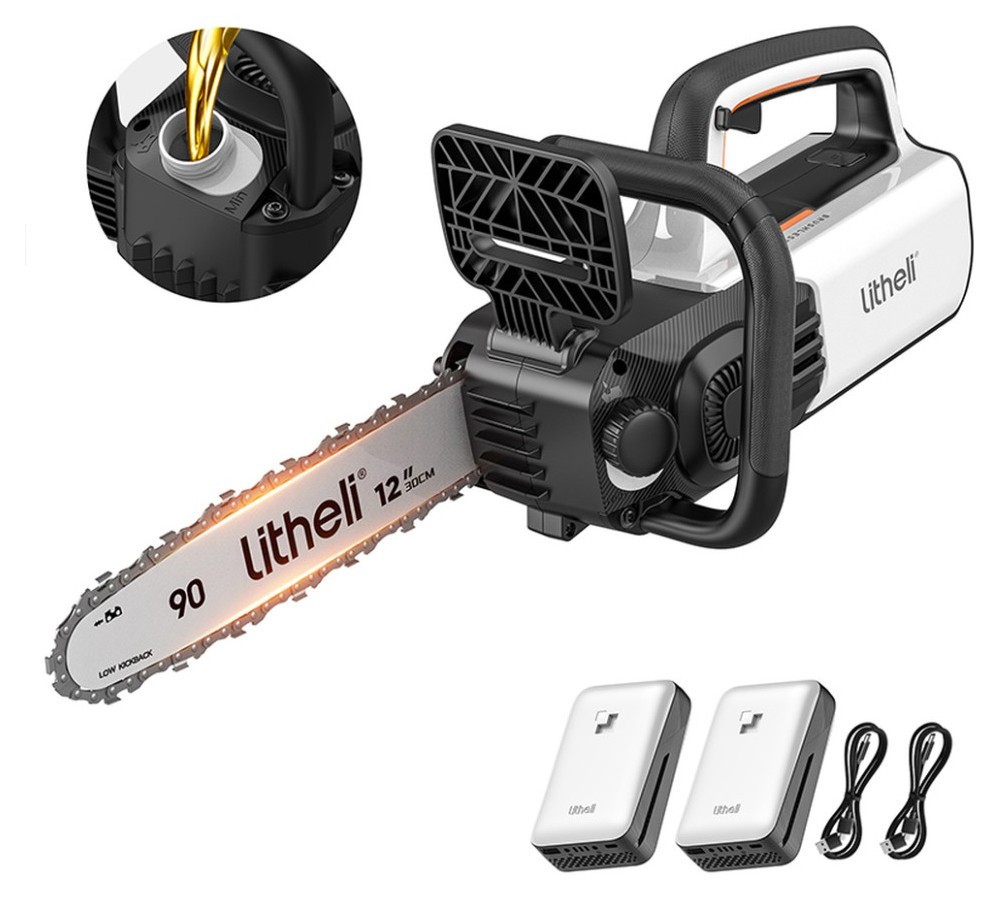 Акумуляторна ланцюгова пила Litheli, живлення від павербанку (2 шт УМБ Litheli Power Bank 10000 mAh, 45 W, 2А в комплекті) FNR_U20CS00-0U220