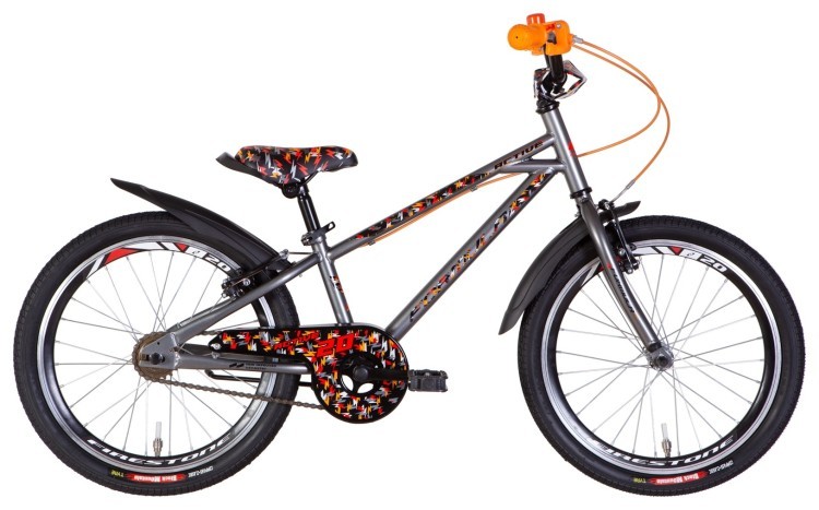 Велосипед ST 20" Formula ACTIVE Vbr рама-10" серый 2024 крылья, подножка, звонок OPS-FRK-20-204