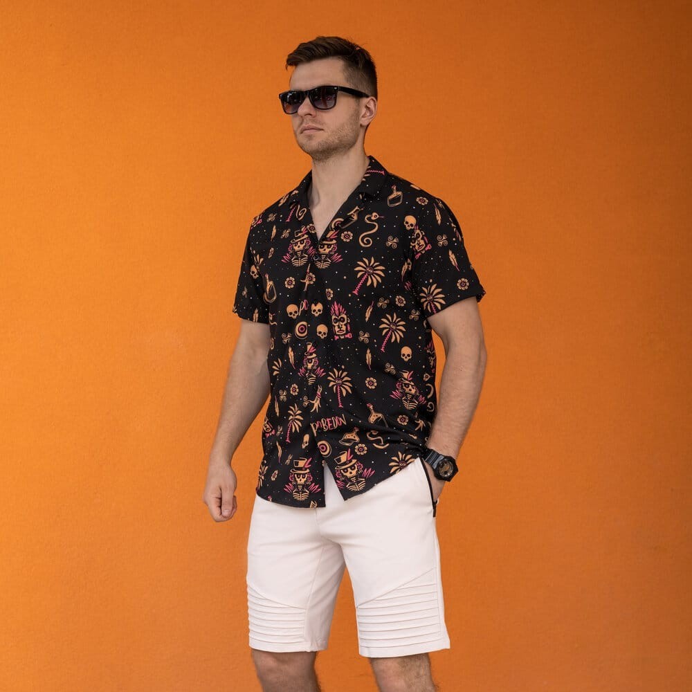 Чоловіча сорочка з коротким рукавом чорна Pobedov Totem POB_00000004818