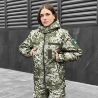 Жіноча зимова піксель куртка з капюшоном Pobedov Winter Jacket Motive ЗИМА В2 Жіноча