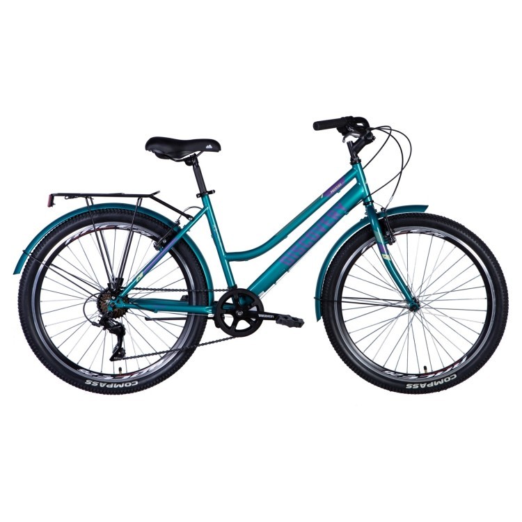 Велосипед ST 26" Discovery PRESTIGE WOMAN рама- " с багажником задн St с крылом St 2024 (синьо-зелений) OPS-DIS-26-610