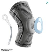 Бандаж (наколенник) ортопедический для коленного сустава с ребрами жесткости и силиконовой вставкой (серый). Размер S