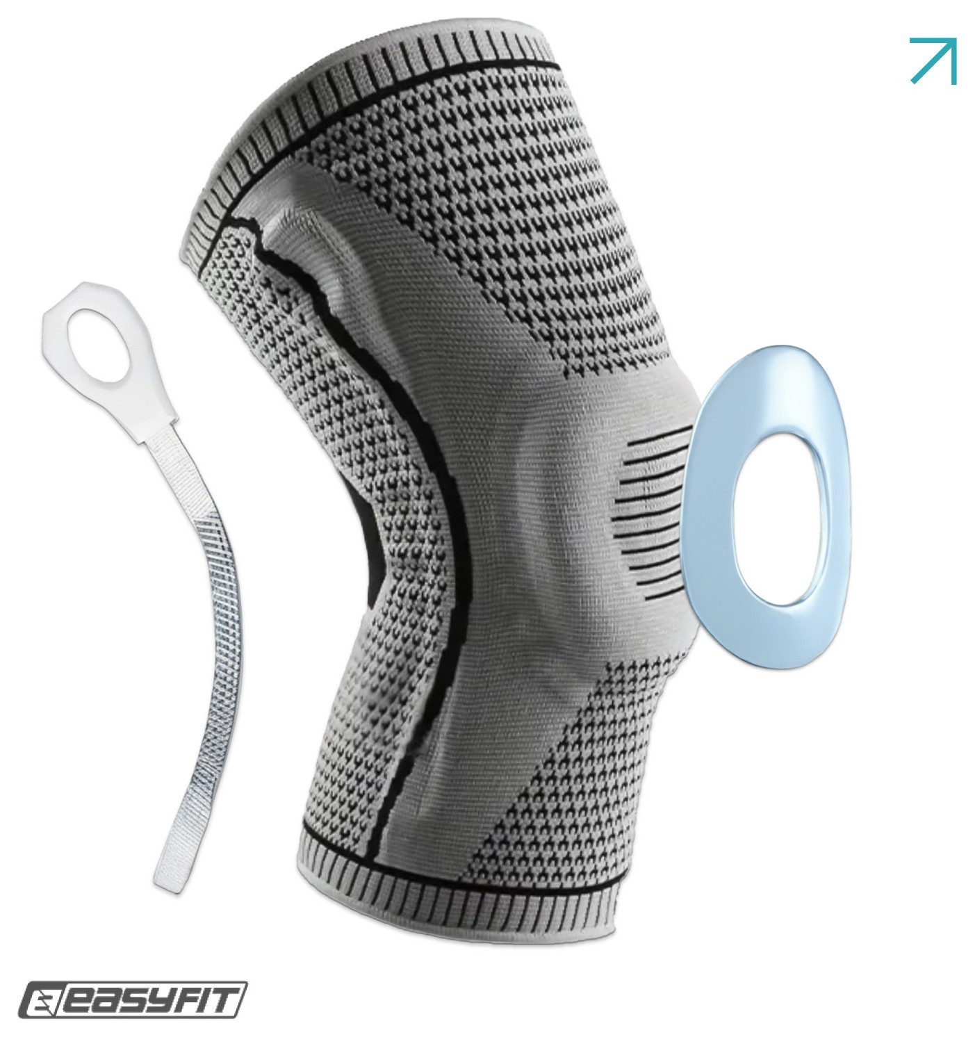 Бандаж (наколенник) ортопедический для коленного сустава с ребрами жесткости и силиконовой вставкой (серый). Размер S EFIT_EF-0079-S