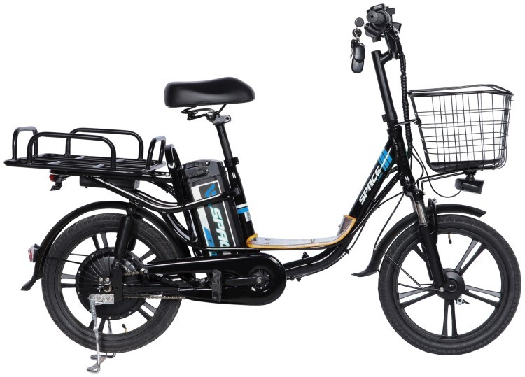 Велосипед с электроприводом 18" AL SPACE eELDORADO DD FR рама-15" 48B 15А*ч 1000Вт черно-синий 2026 ELB-SP-18-017