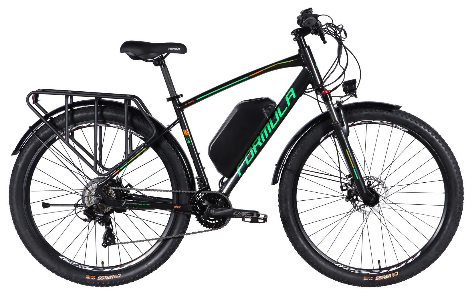 Велосипед уцененный с электроприводом 29" AL Formula eCURSOR MAN DD CS рама-19" 48B 17.5А*ч 500Вт черно-зеленый 2026 STK-FR-29-268