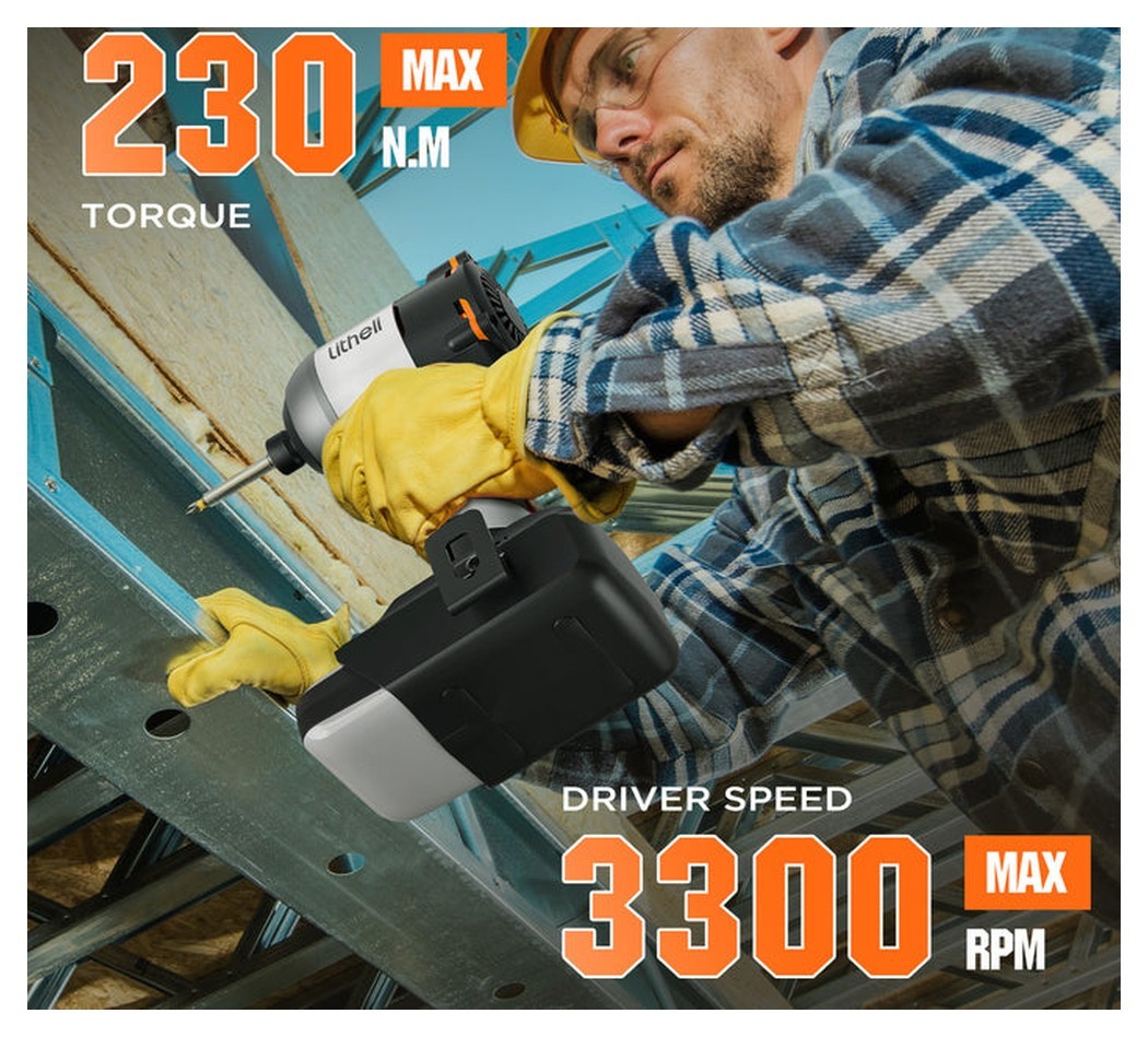 Акумуляторний ударний гвинтоверт Litheli безщітковий, живлення від павербанку (УМБ Litheli Power Bank 10000 mAh, 45 W, 2А в комплекті) FNR_U20QZ00-0U120