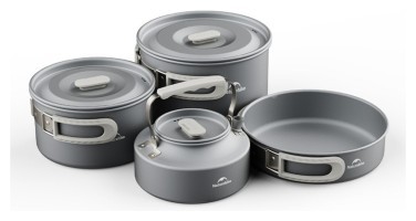 Набір посуду (2 каструлі, чайник, сковорідка) Naturehike CNK2450CF010, алюміній