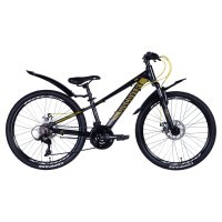 Велосипед AL 24" Discovery QUBE AM DD рама- 2024 (черно-желтый (м))